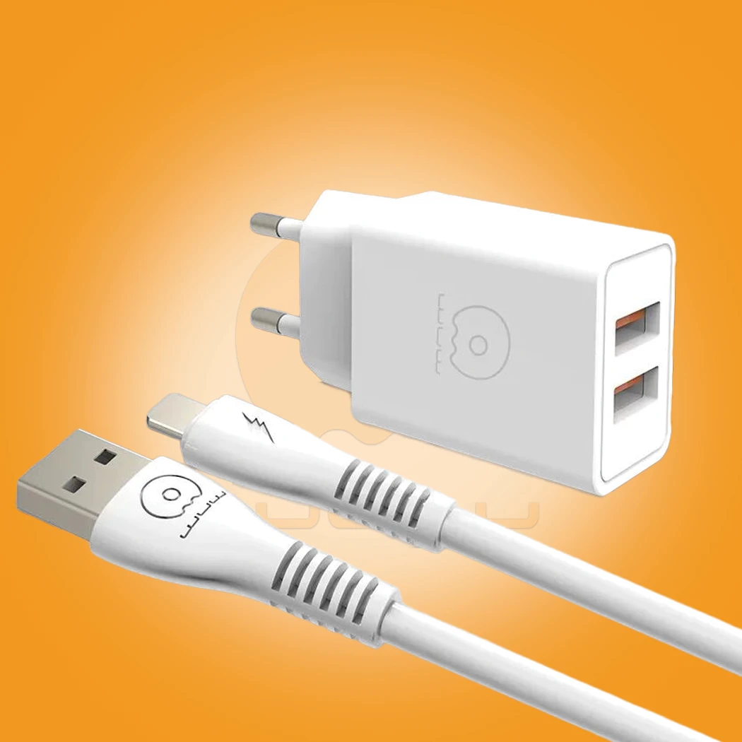 WUW-T55 Dual USB Fast Wall Charger with Cable Set