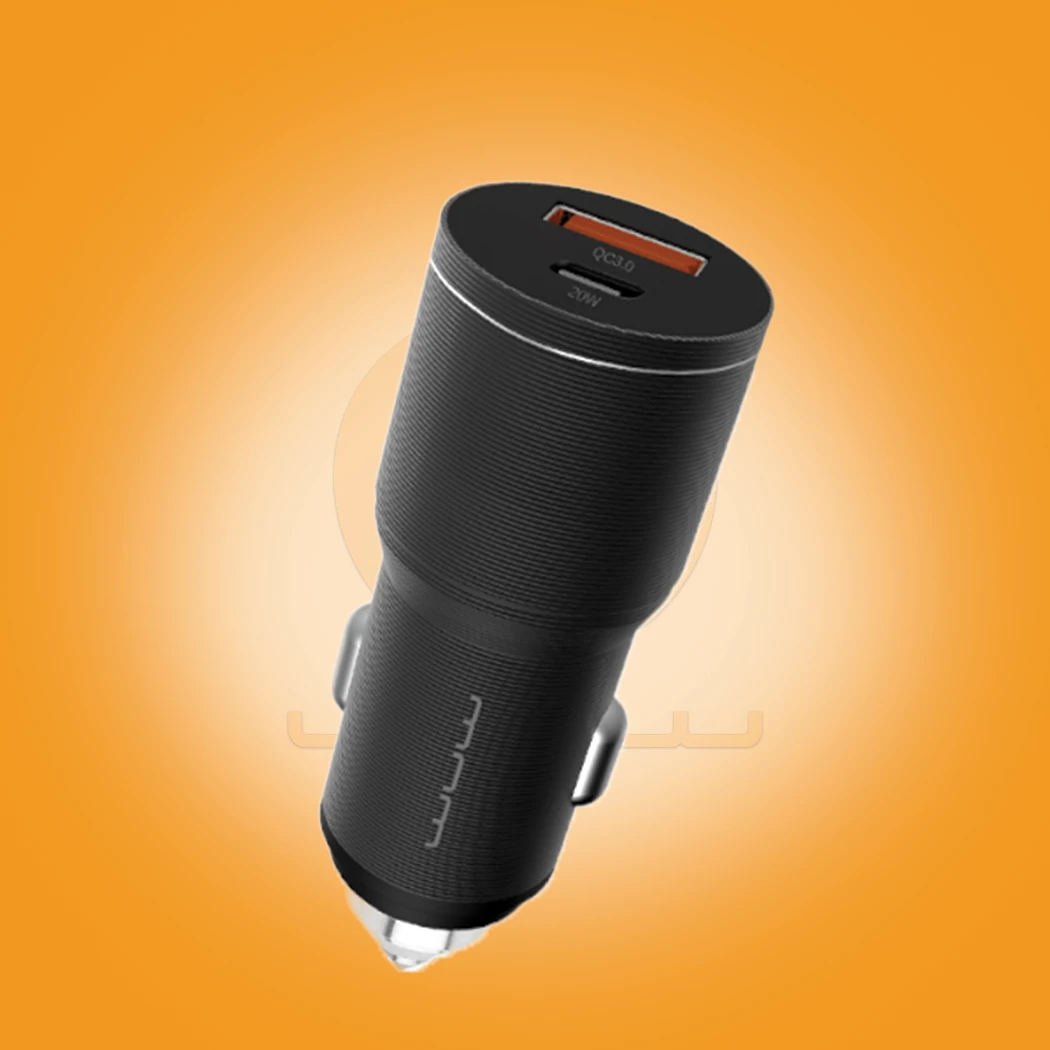 WUW-T76 Dual Port Fast Car Charger with Type-C to iPhone Cable Set
