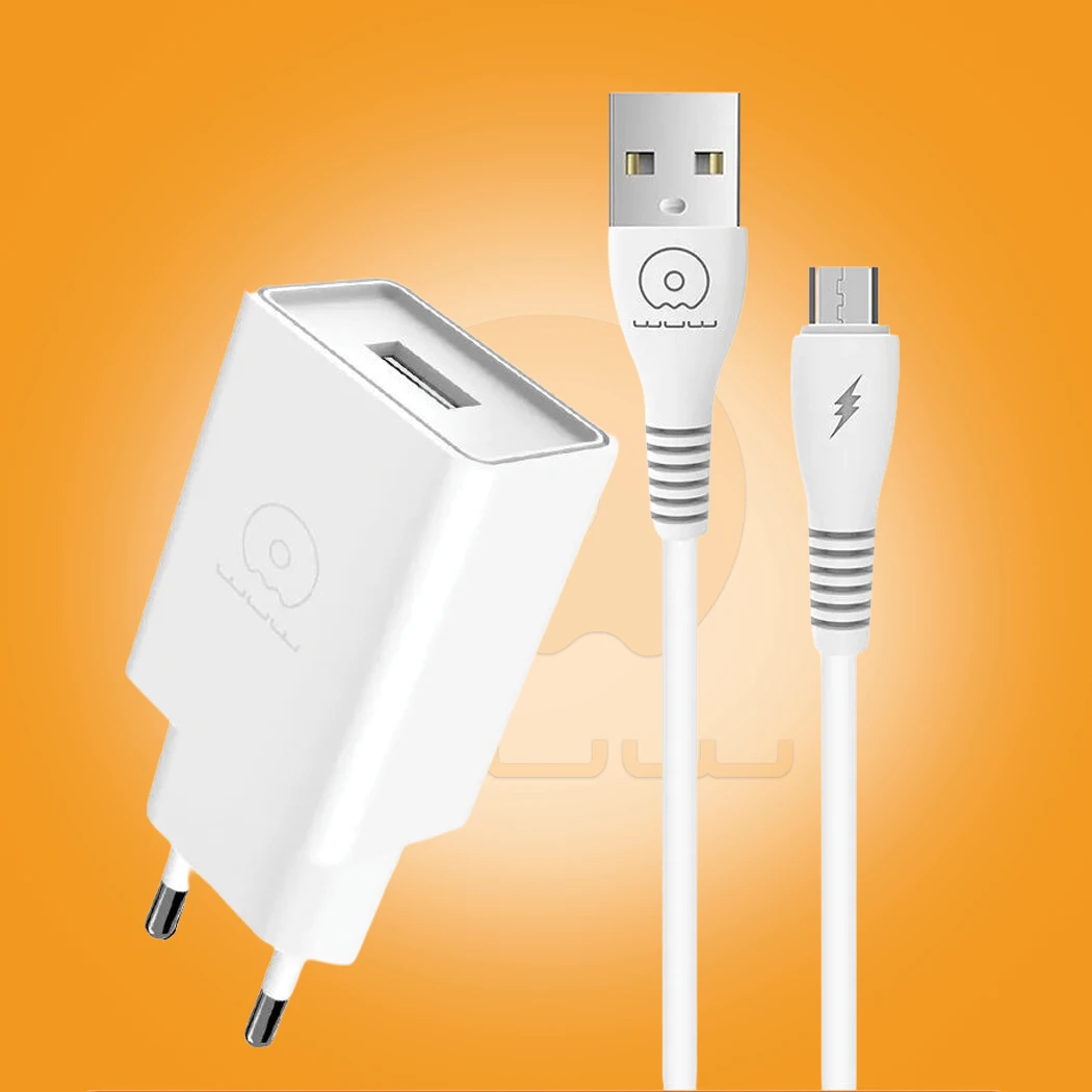 WUW-T82 Fast Wall Charger with USB Port & Micro USB Cable Set