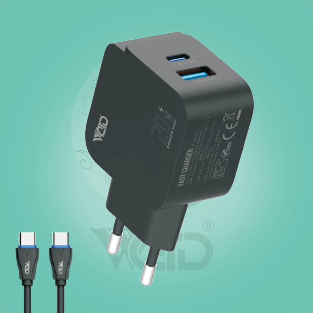 Ward WD-T12 20W PD & USB-A Fast Charger with Type-C to Lightning Cable