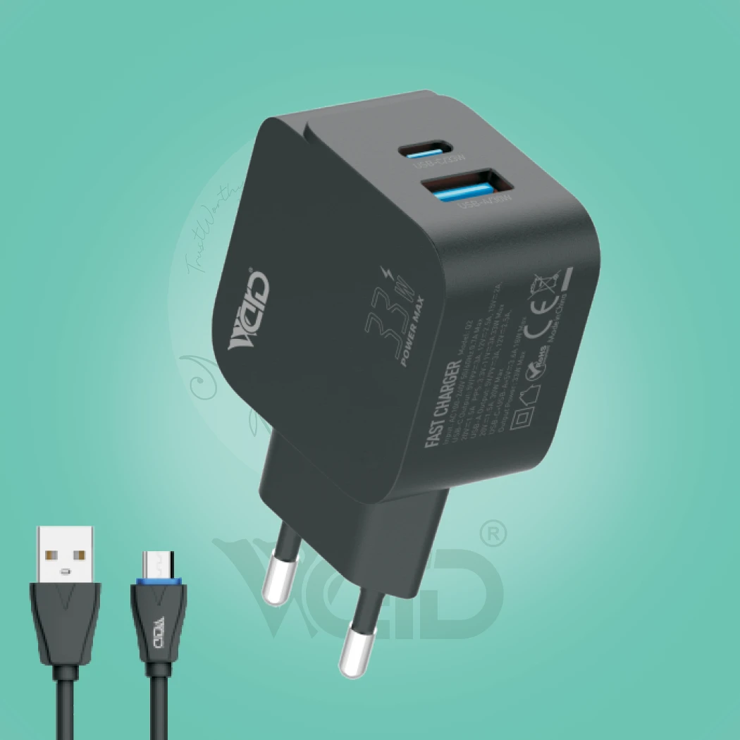 Ward WD-T13 33W GaN/Fast PD & USB-A Charger with Micro USB Cable