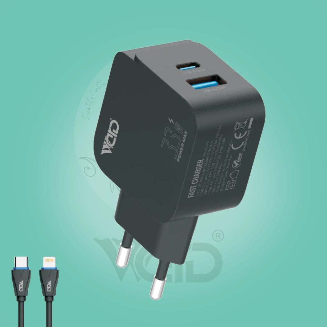 Ward WD-T17 33W Fast PD & USB-A Charger with Type-C to Lightning Cable