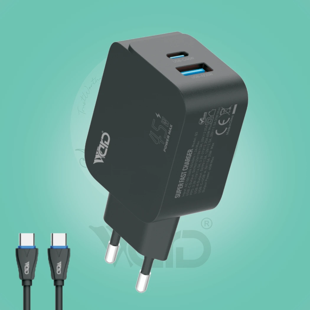 Ward WD-T19 45W Super Fast PD & USB-A Charger with Type-C to Type-C Cable
