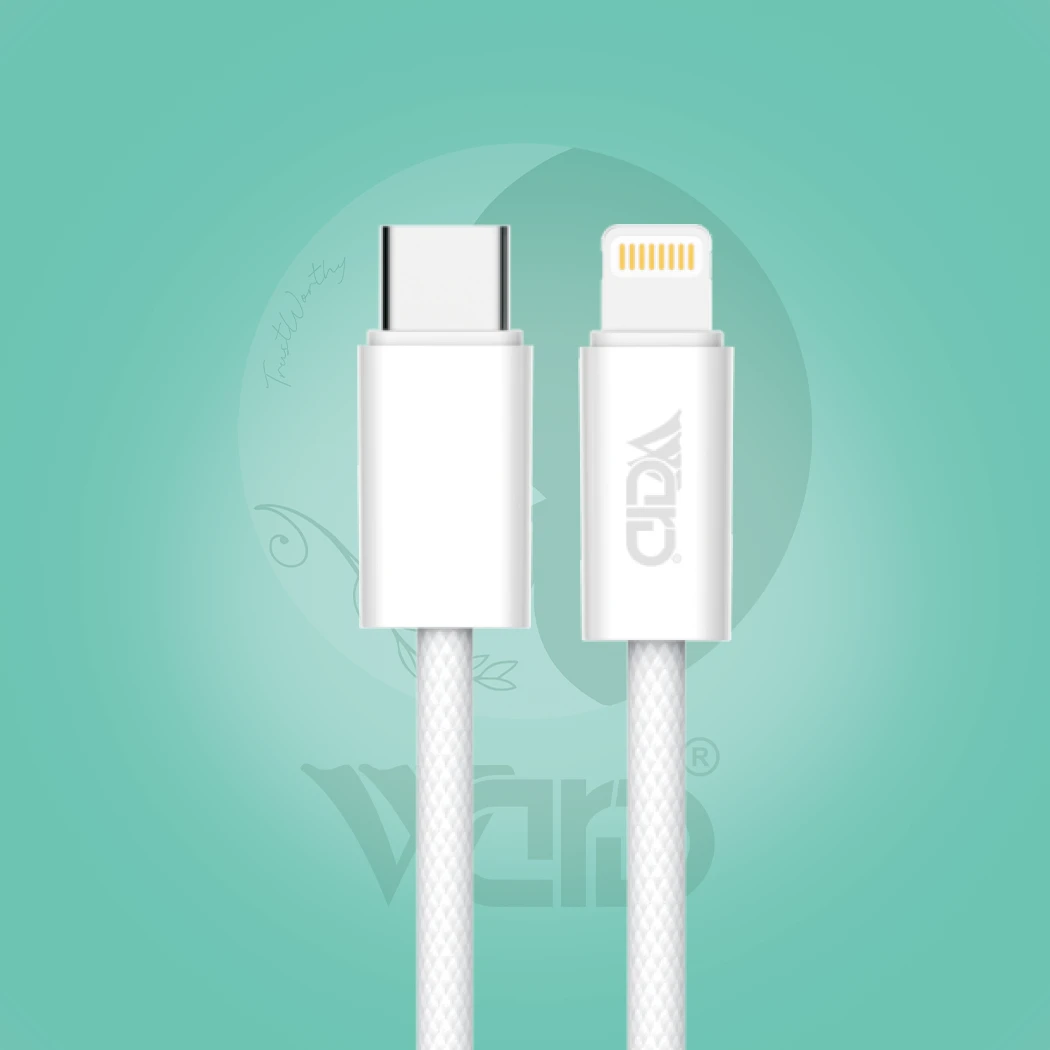 Ward WD-CB38 Type-C to iPhone Lightning 30W Fast Charging Braided Cable (1M - White)
