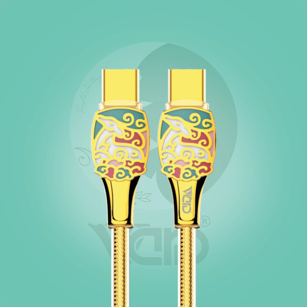 Ward WD-CB44 Type-C to Type-C 65W Fast Charging Braided Cable (1M - Gold)