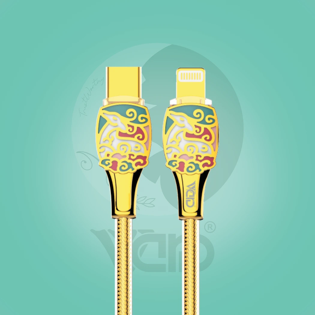 Ward WD-CB45 Type-C to iPhone Lightning 30W Fast Charging Braided Cable (1M - Gold)