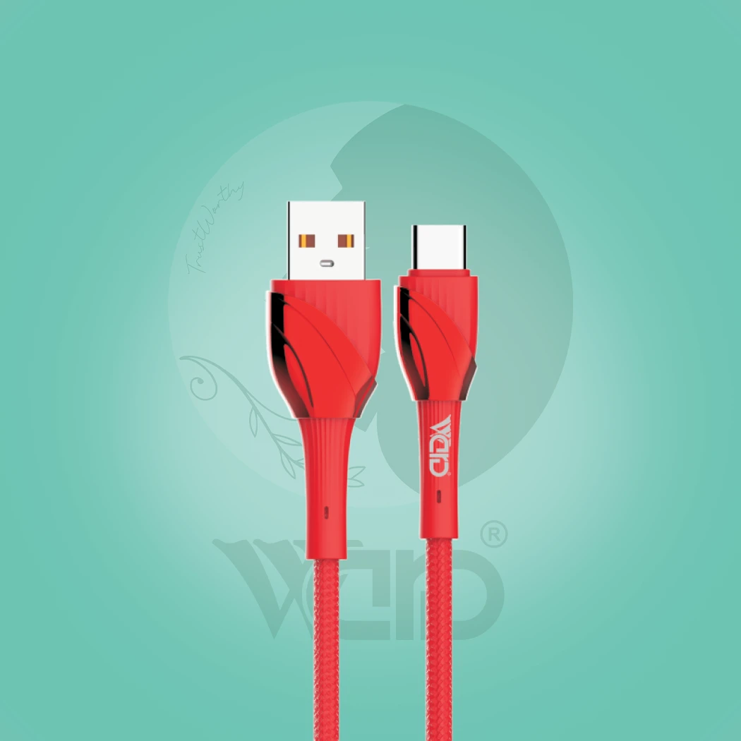 Ward WD-CB65 USB to Type-C 30W Fast Charging Braided Cable (1M - Red)