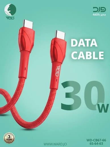 Ward WD-CB67 Type-C to Type-C 65W Fast Charging Braided Cable (1M - Red)
