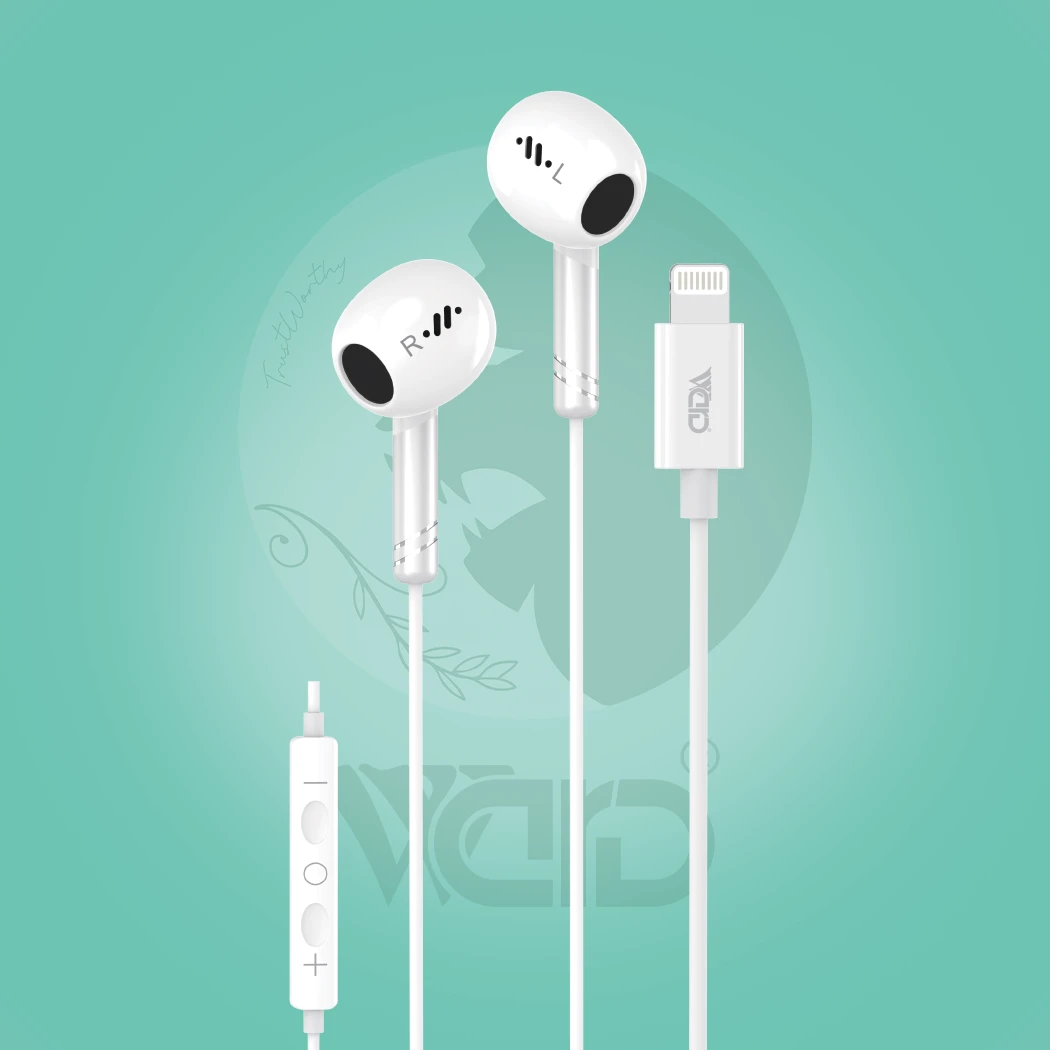 Ward WD-H14 Lightning Wired Earphones with Copper Ring Speaker