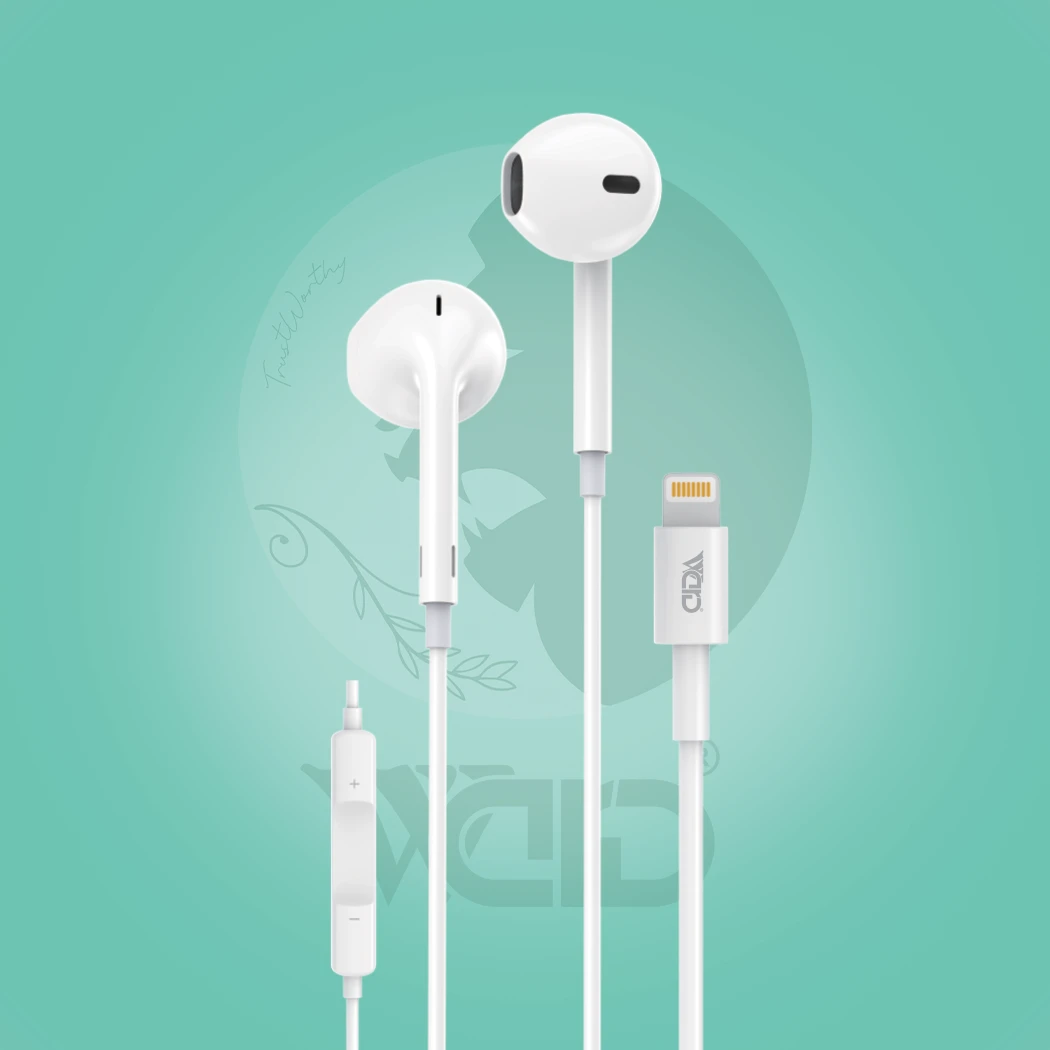 Ward WD-H17 Lightning Wired Earphones with Copper Ring Speaker