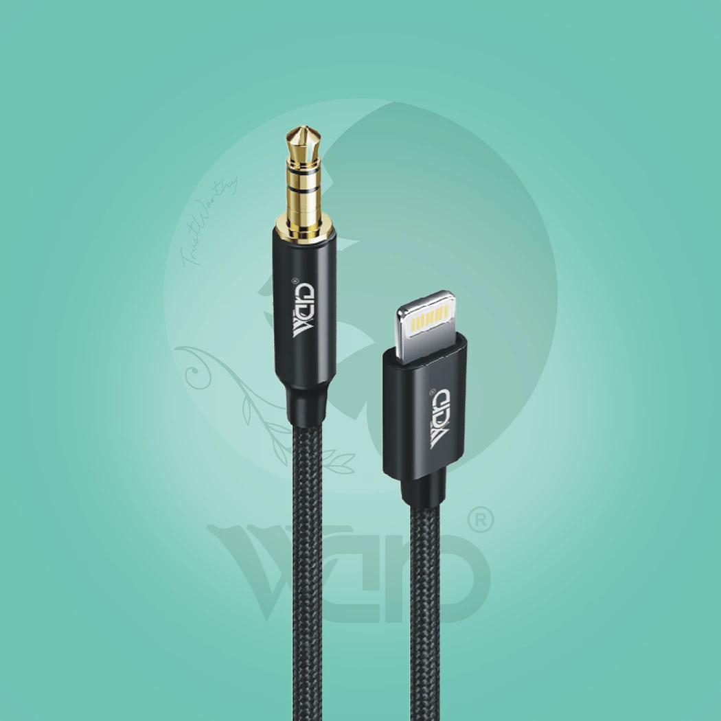 Ward WD-X07 3.5mm Aux to Lightning Port Audio Cable (1000mm) - Black
