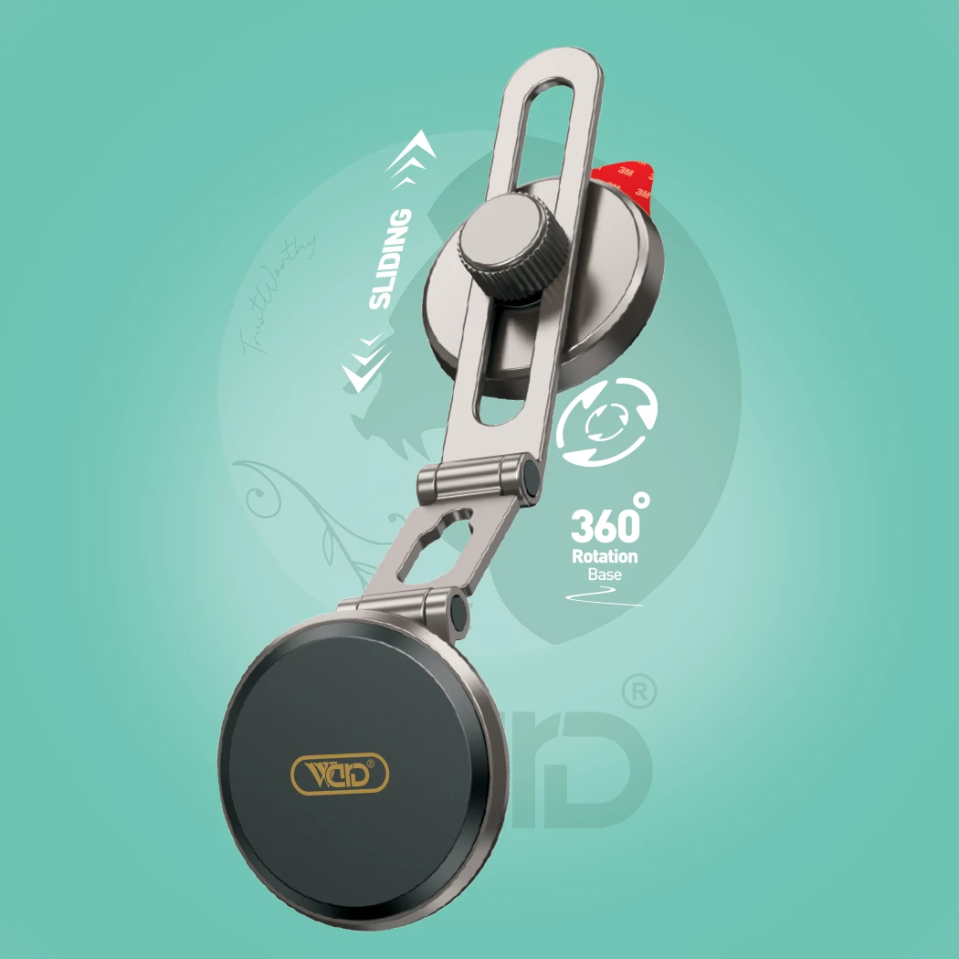 Ward WD-Z12 Strong Magnetic Car Phone Holder (Pearl Black) with Two Guide Plates