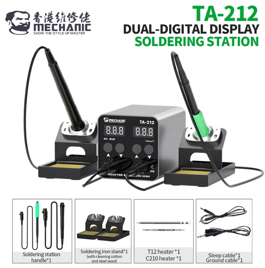 MECHANIC TA-212 Double-station Digital Thermostatic Soldering Station