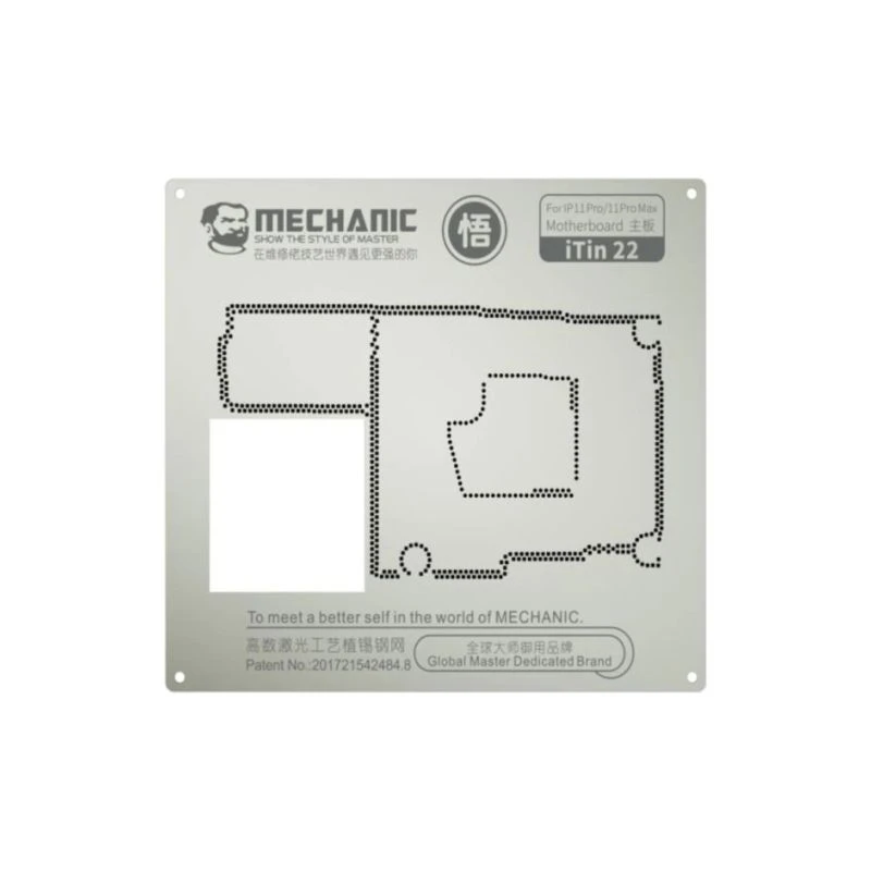 MECHANIC iTin22 High-End BGA Steel Reballing Stencil for iPhone 11 Pro / 11 Pro Max Motherboard